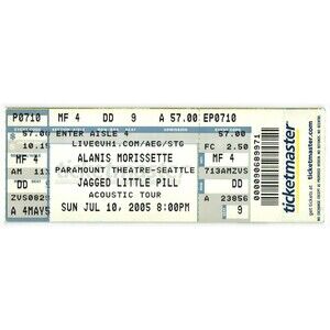 2005 Alanis Morissette Jason Mraz Full Complete Concert Ticket Stub Seattle WA
